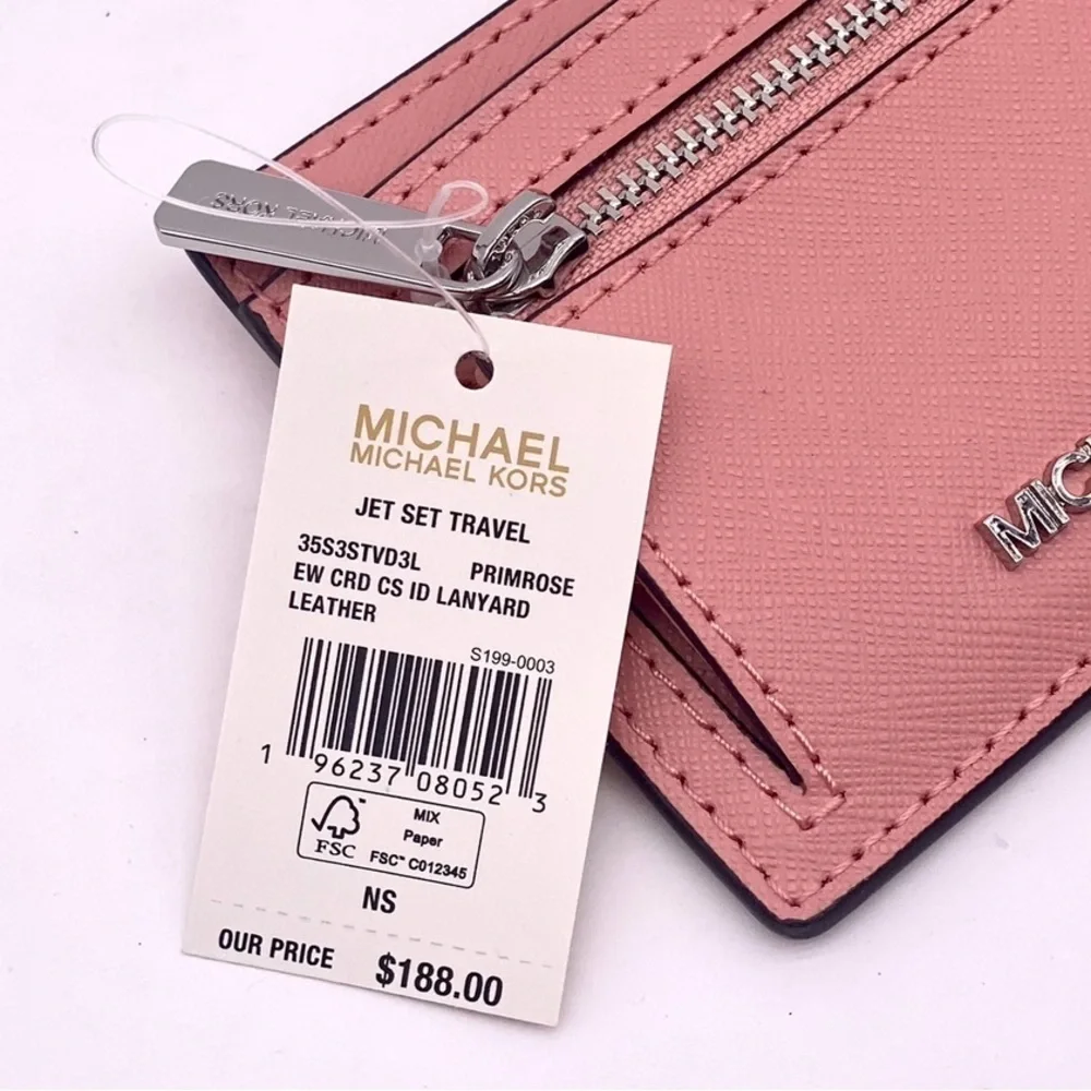 Michael Kors Pink Card Holder with Lanyard